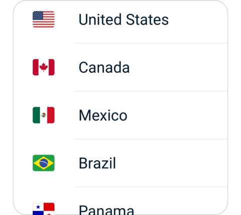 Firefly connect step 2, choose VPN server location